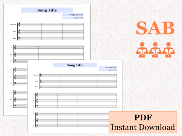 SAB Choir - Printable Blank Sheet Music Paper PDF