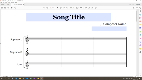 SSA Choir - Printable Blank Sheet Music Paper PDF 06