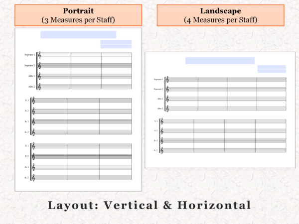 SSAA Choir - Printable Blank Sheet Music Paper PDF 04