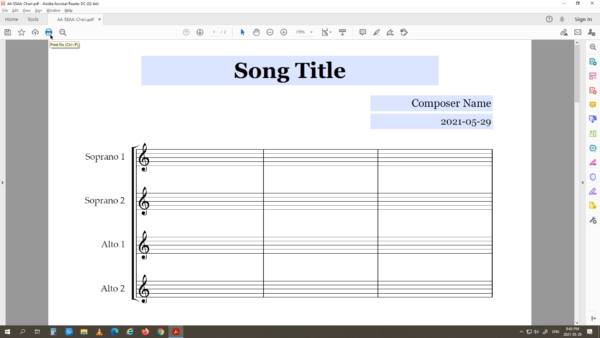 SSAA Choir - Printable Blank Sheet Music Paper PDF 06